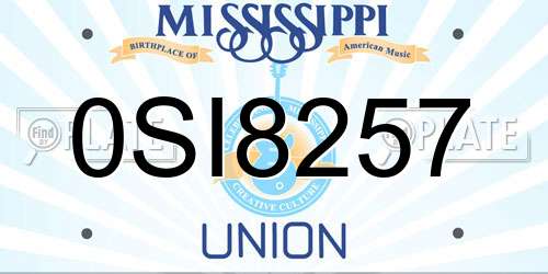 0SI8257 Mississippi License Plate
