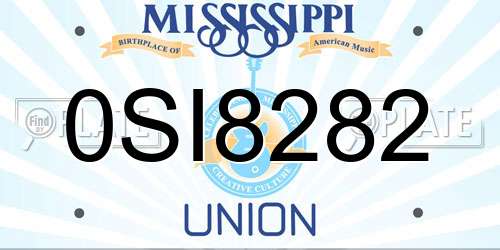 0SI8282 Mississippi License Plate