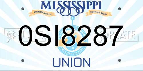 0SI8287 Mississippi License Plate