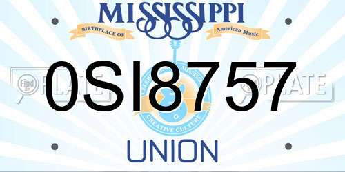 0SI8757 Mississippi License Plate
