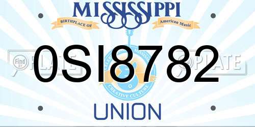 0SI8782 Mississippi License Plate