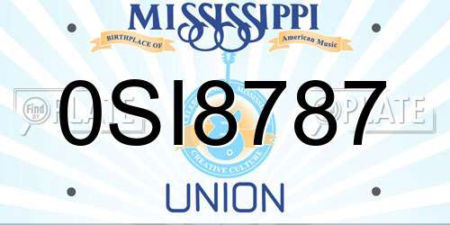 0SI8787 Mississippi License Plate