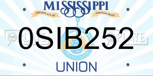 0SIB252 Mississippi License Plate