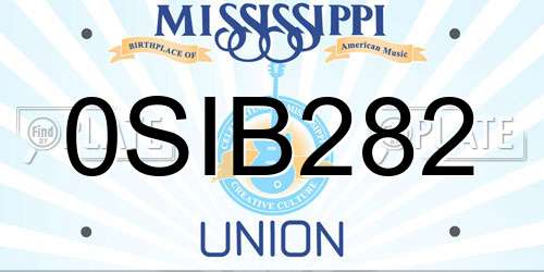 0SIB282 Mississippi License Plate