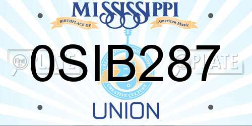 0SIB287 Mississippi License Plate