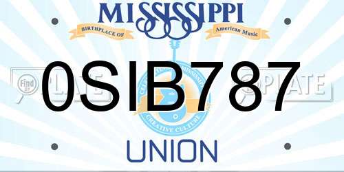 0SIB787 Mississippi License Plate