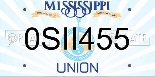 0SII455 Mississippi License Plate