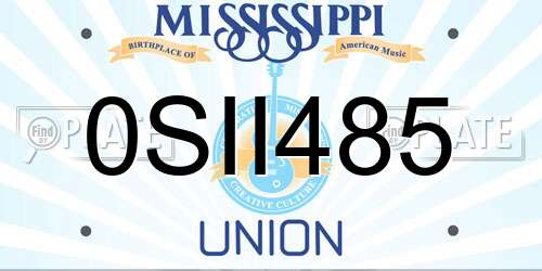 0SII485 Mississippi License Plate