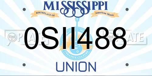 0SII488 Mississippi License Plate