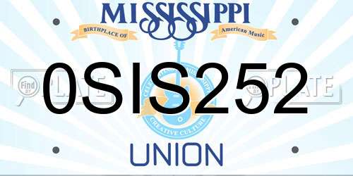 0SIS252 Mississippi License Plate