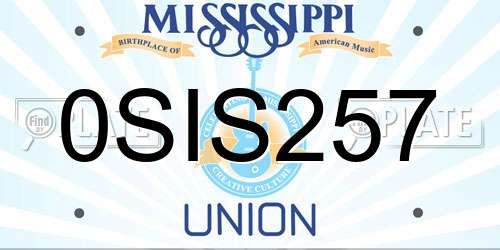 0SIS257 Mississippi License Plate