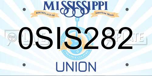 0SIS282 Mississippi License Plate
