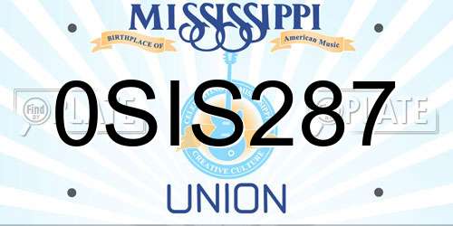 0SIS287 Mississippi License Plate