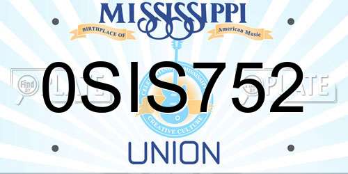 0SIS752 Mississippi License Plate