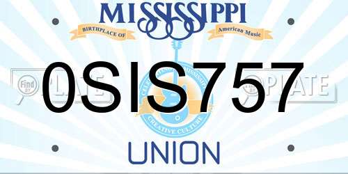 0SIS757 Mississippi License Plate
