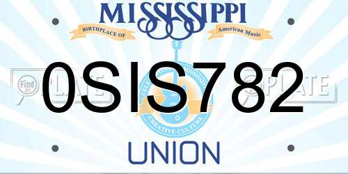 0SIS782 Mississippi License Plate