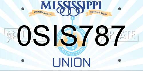 0SIS787 Mississippi License Plate