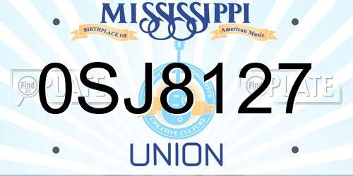 0SJ8127 Mississippi License Plate
