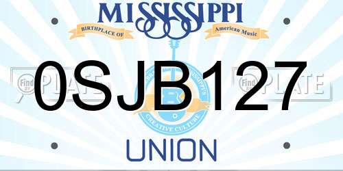 0SJB127 Mississippi License Plate