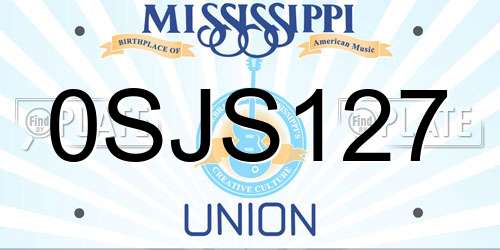 0SJS127 Mississippi License Plate