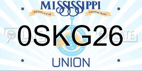 0SKG26 Mississippi License Plate