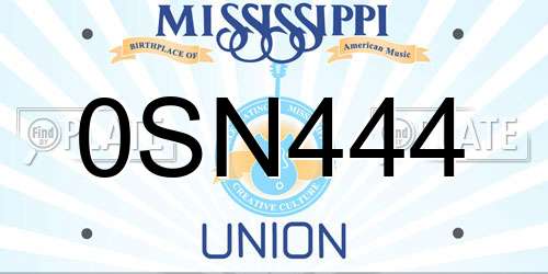 0SN444 Mississippi License Plate