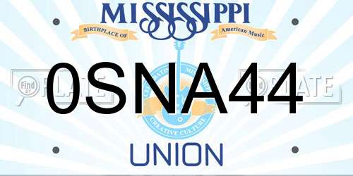 0SNA44 Mississippi License Plate