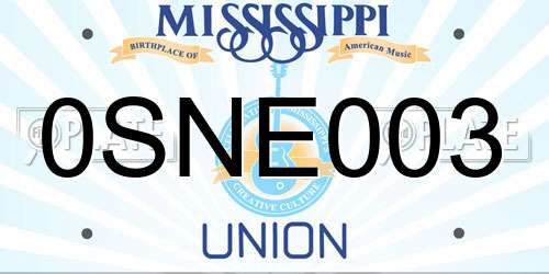 0SNE003 Mississippi License Plate