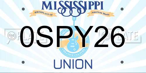 0SPY26 Mississippi License Plate
