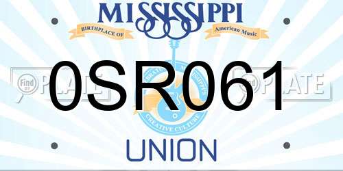 0SR061 Mississippi License Plate