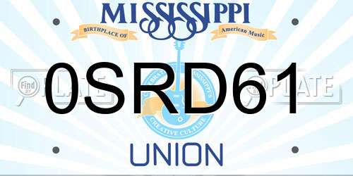 0SRD61 Mississippi License Plate