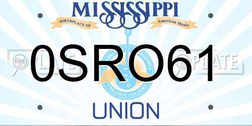 0SRO61 Mississippi License Plate
