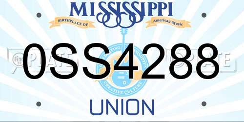 0SS4288 Mississippi License Plate