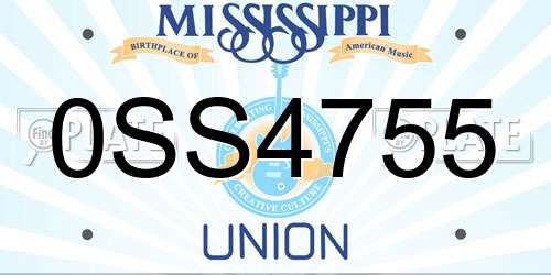 0SS4755 Mississippi License Plate