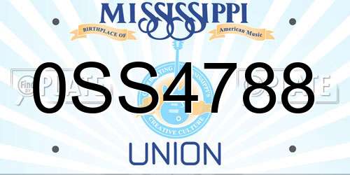 0SS4788 Mississippi License Plate