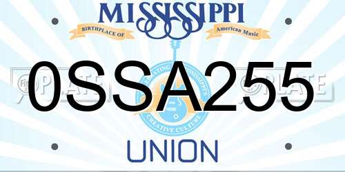 0SSA255 Mississippi License Plate