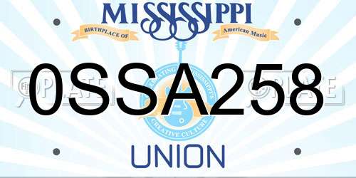 0SSA258 Mississippi License Plate