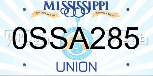 0SSA285 Mississippi License Plate