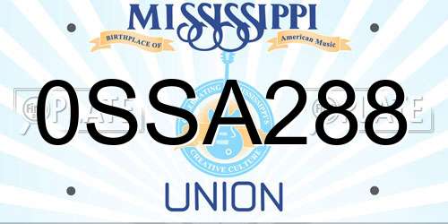 0SSA288 Mississippi License Plate
