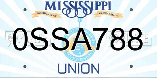 0SSA788 Mississippi License Plate
