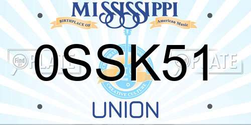 0SSK51 Mississippi License Plate
