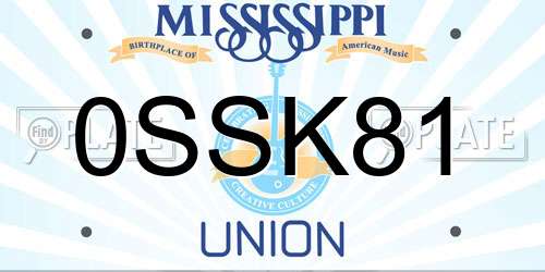 0SSK81 Mississippi License Plate