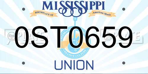 0ST0659 Mississippi License Plate