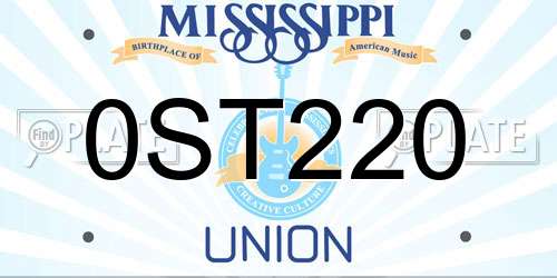 0ST220 Mississippi License Plate