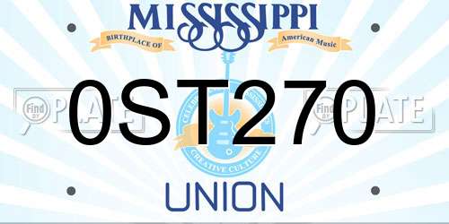 0ST270 Mississippi License Plate