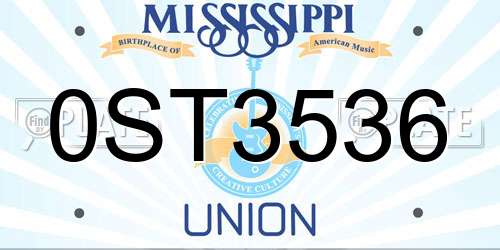 0ST3536 Mississippi License Plate