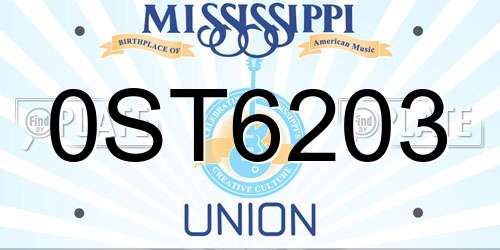 0ST6203 Mississippi License Plate
