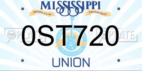0ST720 Mississippi License Plate