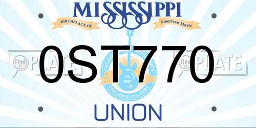 0ST770 Mississippi License Plate