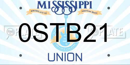 0STB21 Mississippi License Plate